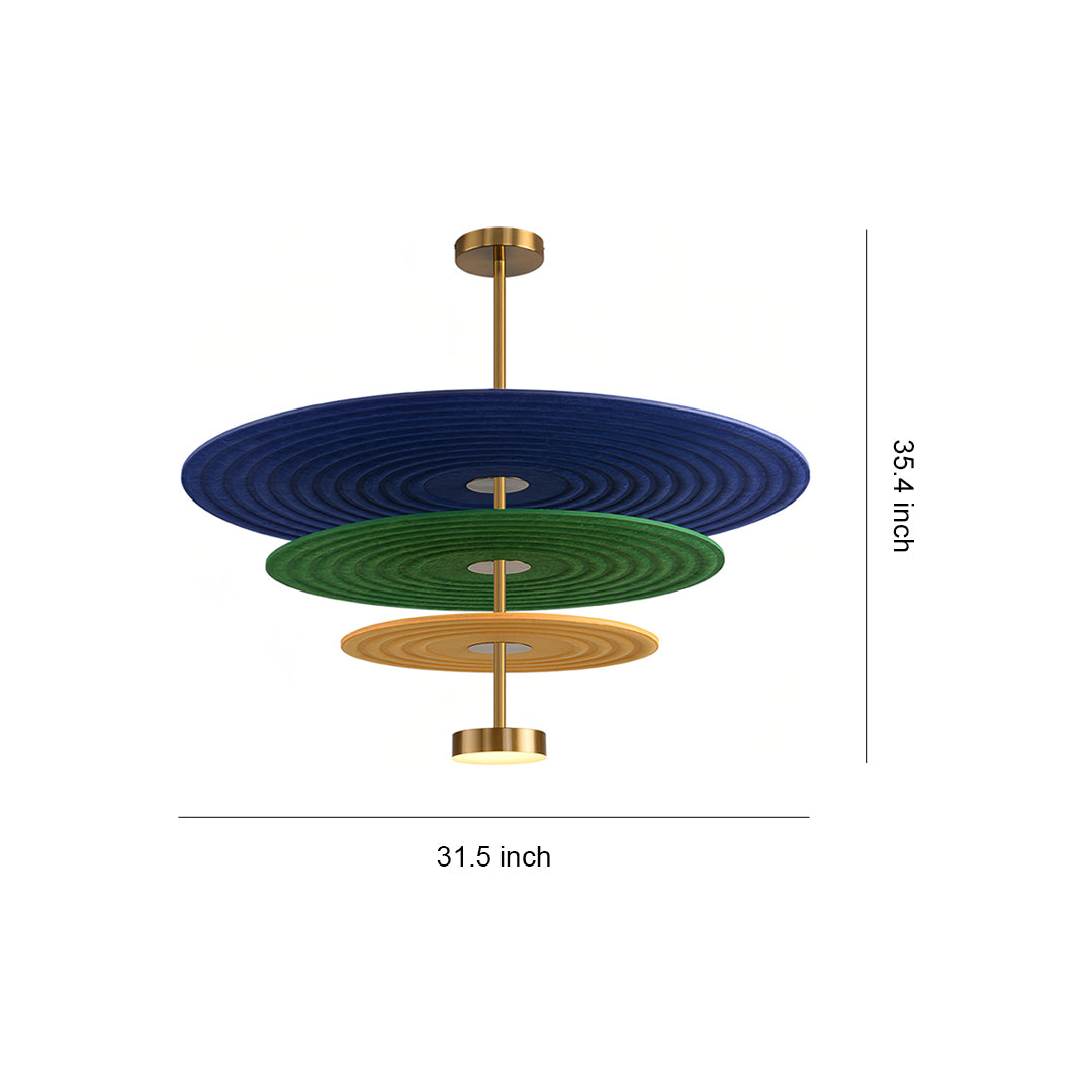 Three-Tier Acoustic Felt Chandelier — PET Felt and Iron, 12W LED, 4000K, 80/60/40cm Rings, Adjustable Hanging
