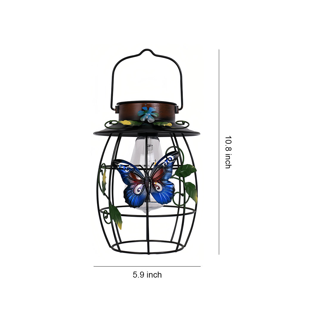 Butterfly Mesh Solar Hanging Lantern — Iron, LED, 600mAh, 12-Hour Runtime, Outdoor