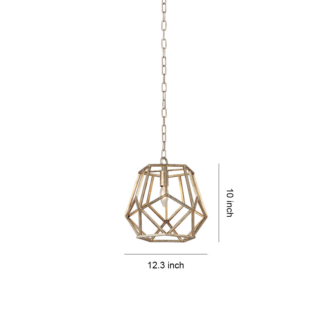 Geometric Pendant Light — Gold Metal, 1-Light, E12, 1.8m Adjustable Chain