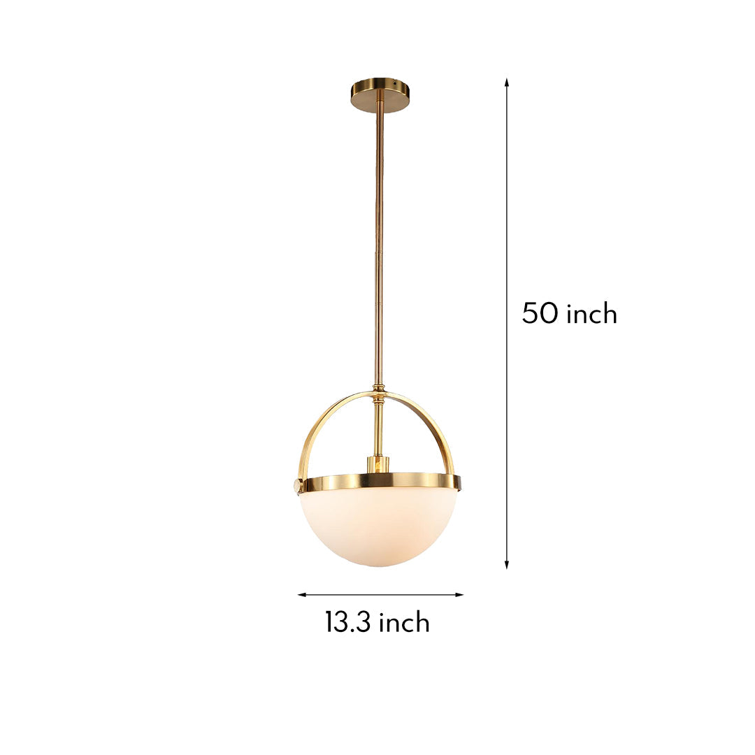 Minimalist Gold and White Pendant Light — Full Copper Body, Frosted Glass Cylinder Shade, E26, 1-Light
