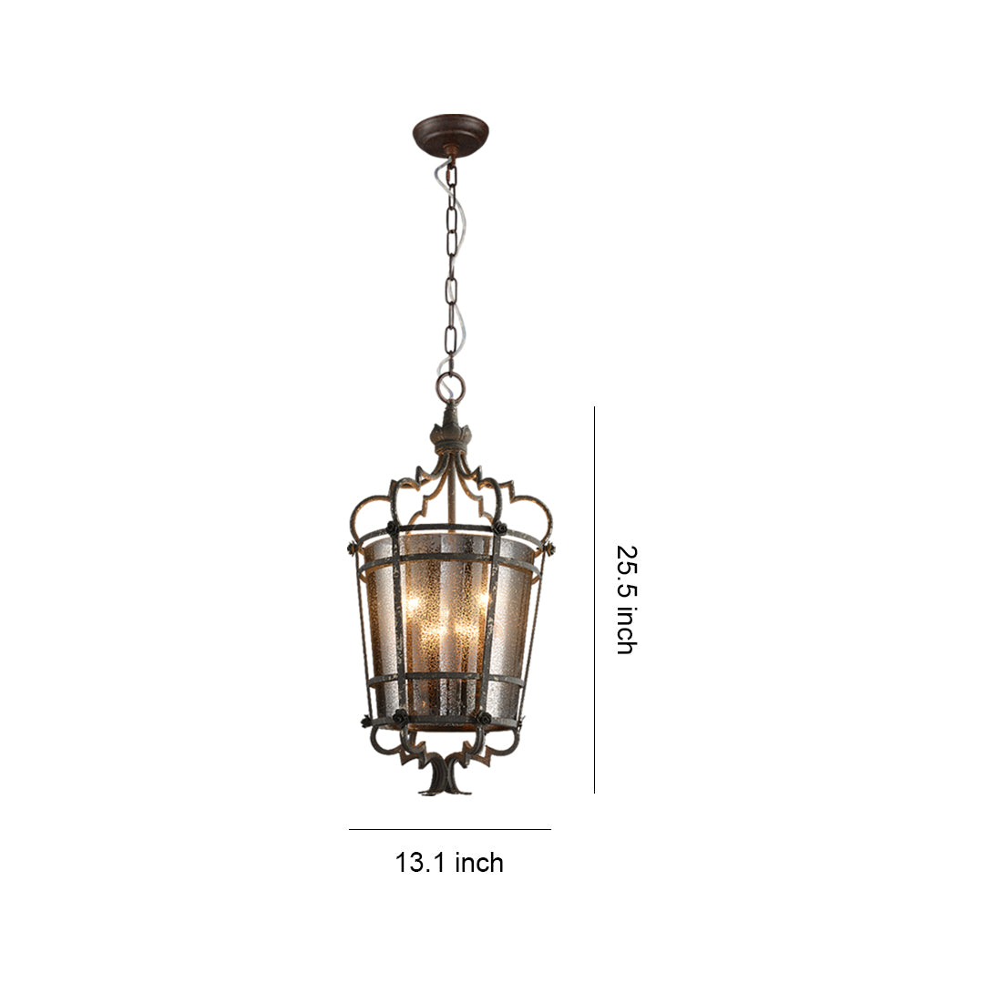 Gothic Roman-Inspired Pendant Light — Antique Bronze Iron, Transparent Glass, 3-Light, E12, Adjustable 1.8m Chain