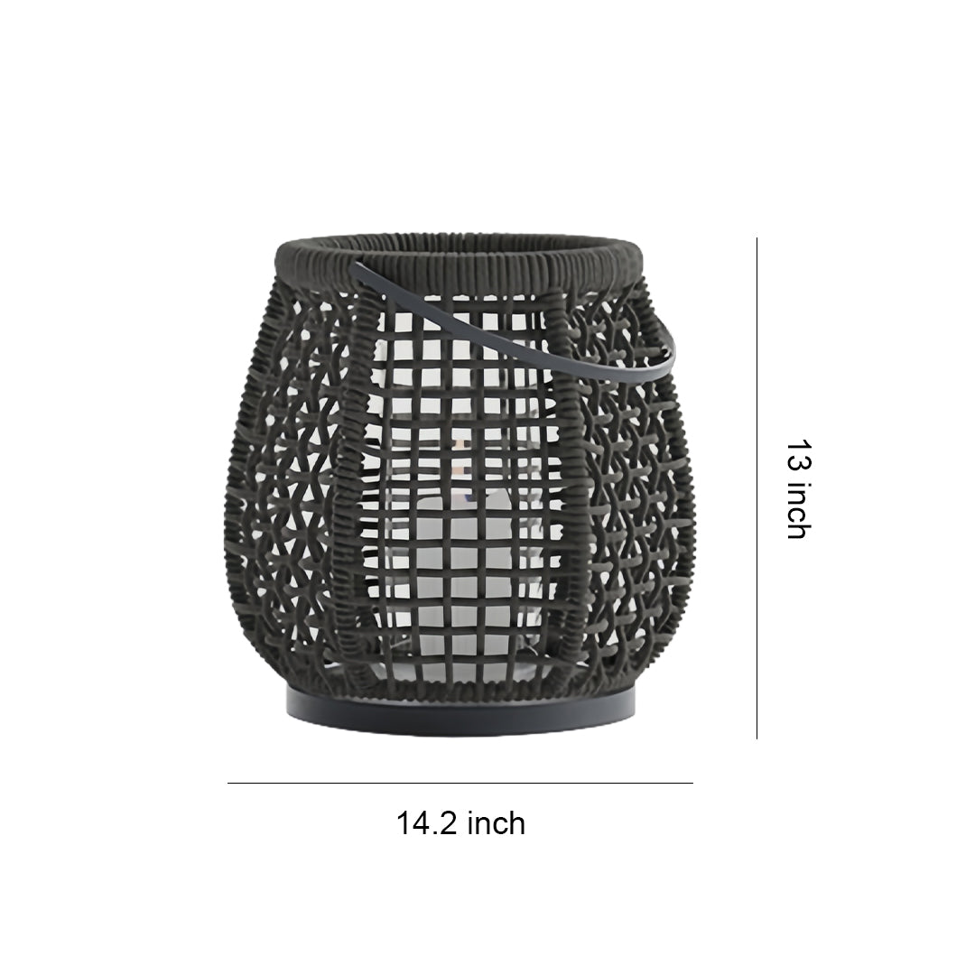 Woven Outdoor Lantern with Handle — Metal & Rattan, Portable, 10W Plug-in / USB Rechargeable / Solar, 4000mAh, IP-Rated