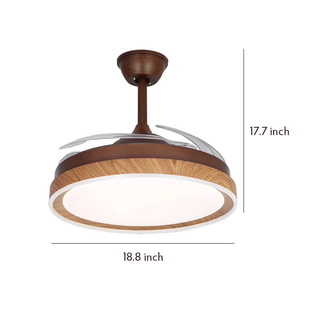 Silent Ceiling Fan with 4 Lights and Walnut Wood Grain Iron Body Luxe