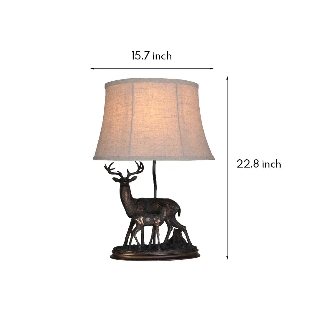 Decorative Table Lamp Featuring a Sculpted Mother Deer and Fawn Luxe