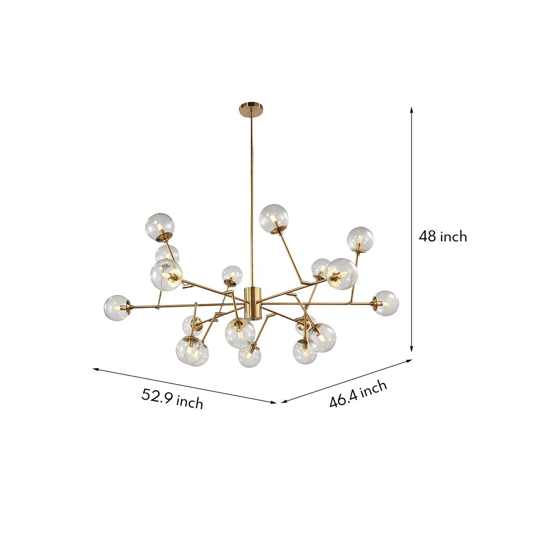 Bubble Sputnik Chandelier — Copper, Clear Glass Globes, G9, Gold Finish, 53" Adjustable