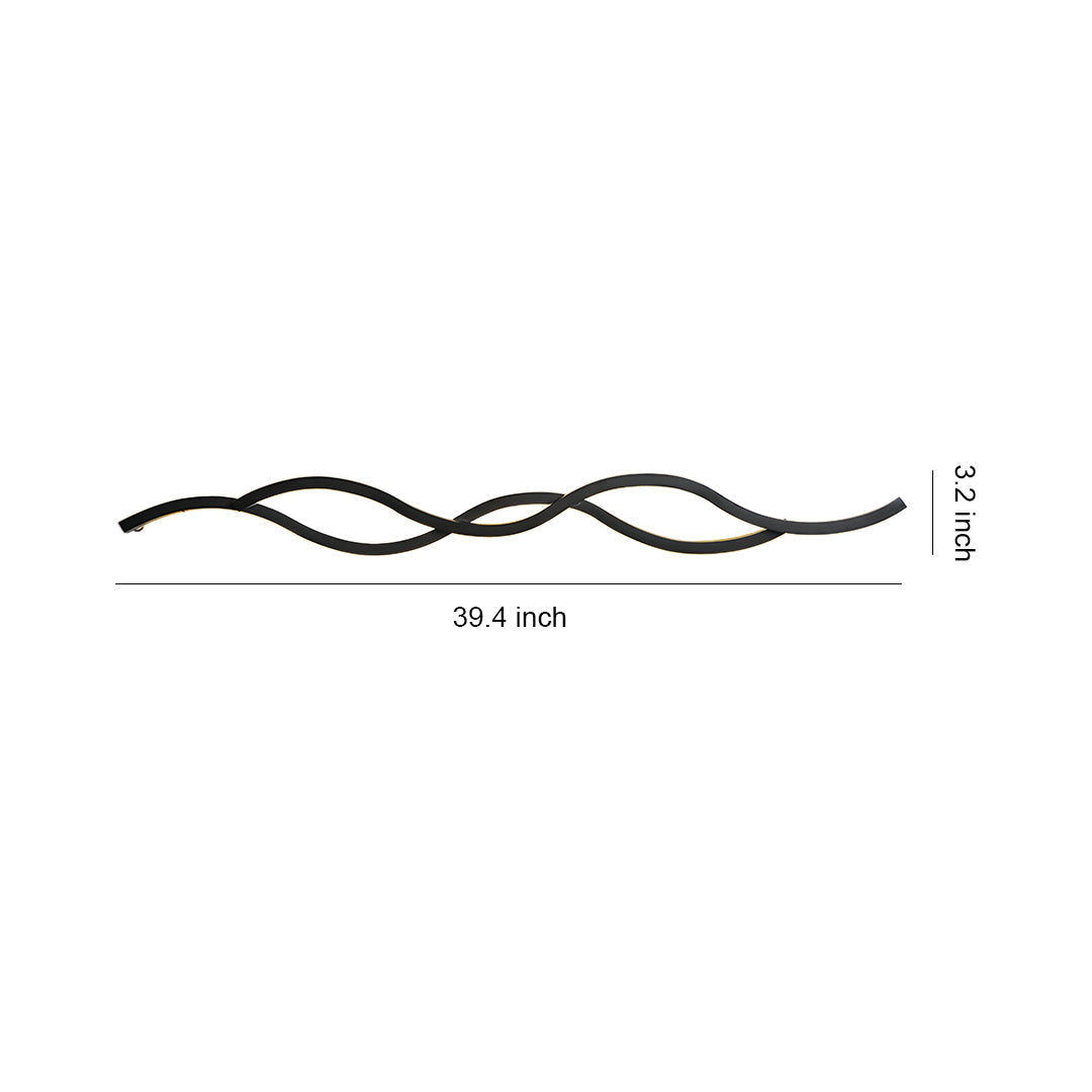 Wavy Linear Wall Sconce — Aluminum & Silicone, 19W LED, USB Rechargeable, 5000mAh Battery, 3-Step Dimming, 39.37"