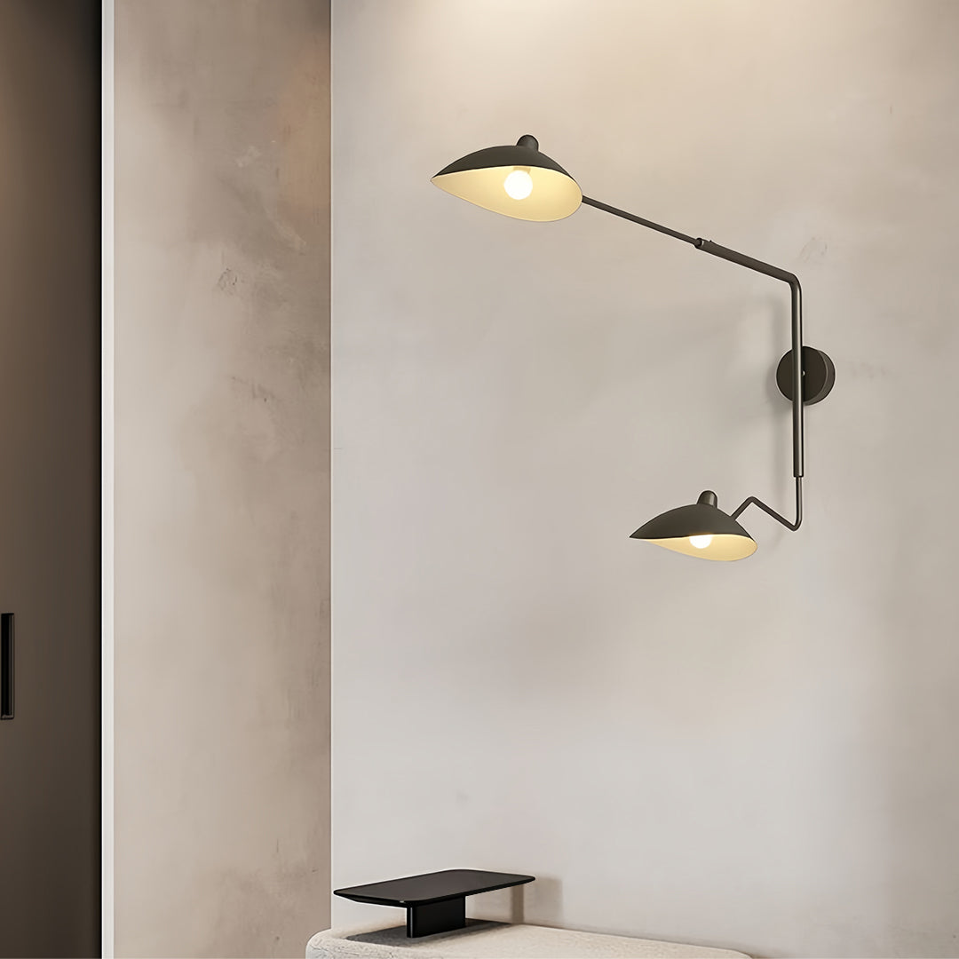 Vintage Swing-Arm Wall Sconce — Iron, E27 LED, 3-Step Dimming, 360° Rotatable, 1- or 2-Light, 4 Sizes