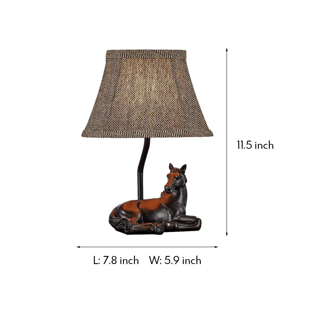 European Style Horse Table Lamp with Cloth Lampshade and Resin Base for Ambiance Lighting Luxe