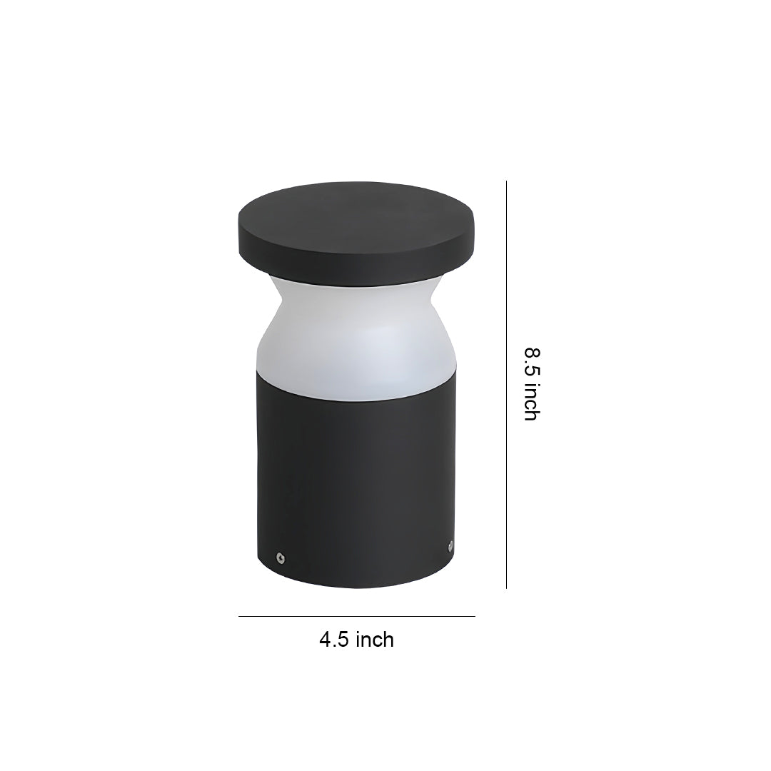 Modern Cylindrical Outdoor Bollard Path Light — Black Stainless Steel, 4W LED, IP54, 3000K Warm White