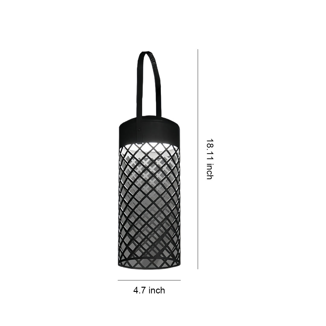 Minimalist Cylindrical Outdoor Pendant Lantern — Black Stainless Steel, 2W LED, IP54, Portable