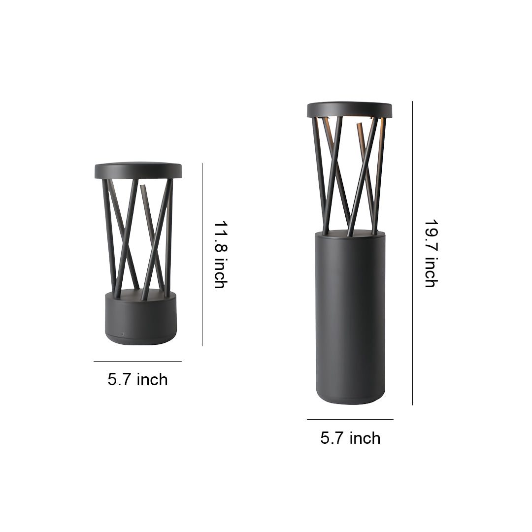 Modern Outdoor Bollard Path Light — Sand-Black Aluminum, LED, IP54, 300mm or 500mm