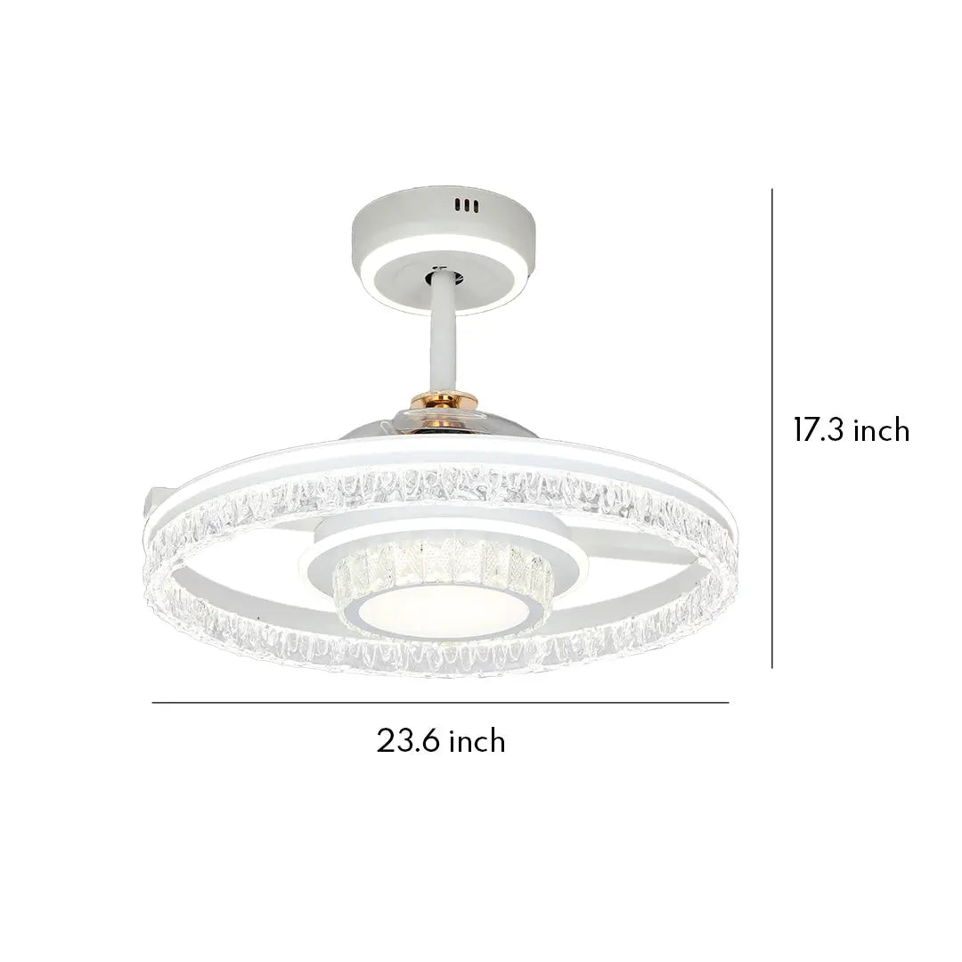 Nordic Luxury Ceiling Fan with Round Light and White Aluminum Body Luxe