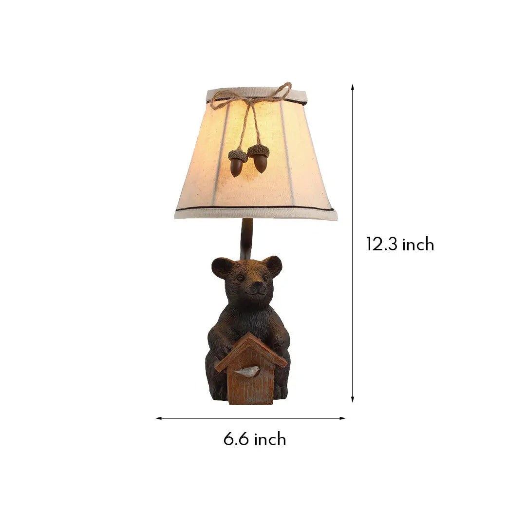 Charming European-Style Bear Table Lamp with Novelty Fabric Lampshade Luxe