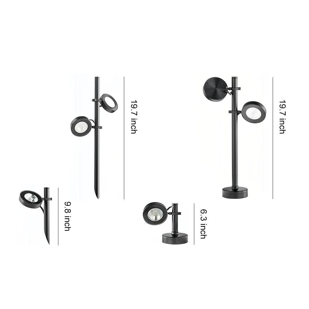 Black Minimalist Outdoor Path Light — Aluminum & Glass, Hardwired LED, 5W/10W, IP65, Ground Stake or Base Mount
