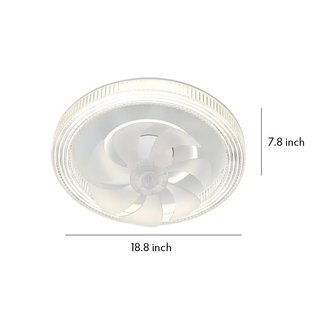 Simple LED Lamp Circular Ceiling Fan with White Finish and Light Luxe