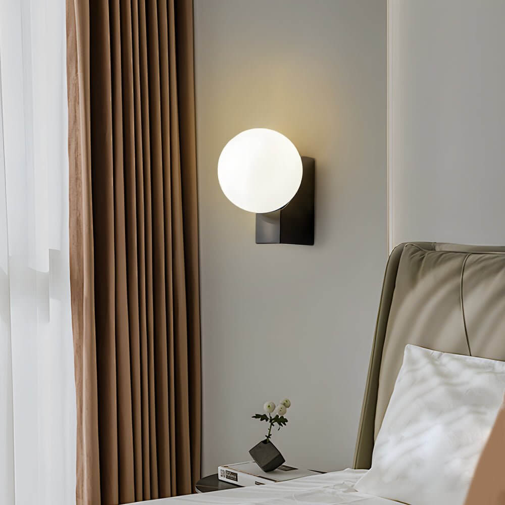 dimmable cream white glass ball led wall light