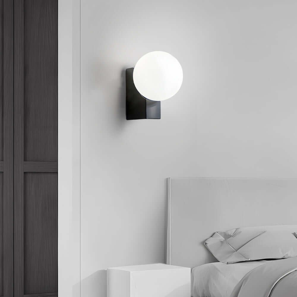 dimmable cream white glass ball led wall light