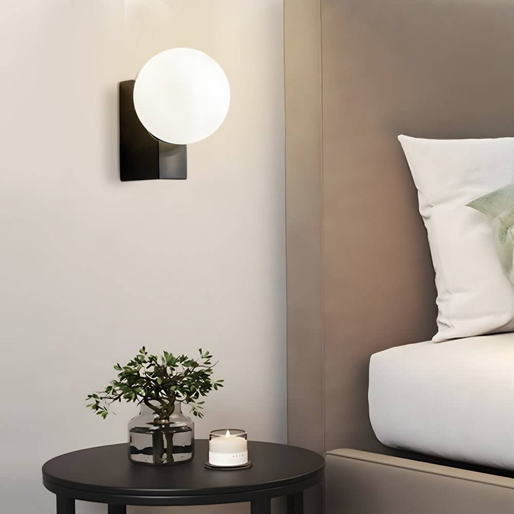 dimmable cream white glass ball led wall light