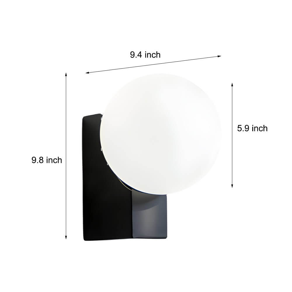 dimmable cream white glass ball led wall light