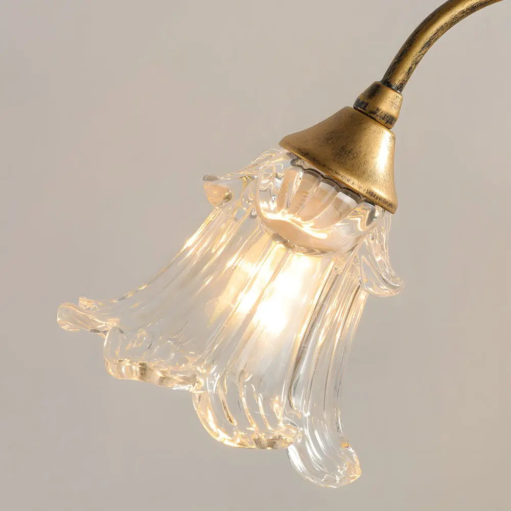 Dual-Light Dimmable Glass Floral Desk Lamp with Leaf Accents for Enhanced Ambiance Luxe