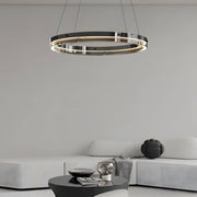 dimmable led ring pendant chandelier with black glass