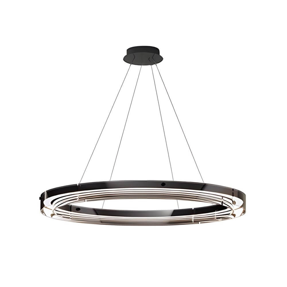 dimmable led ring pendant chandelier with black glass