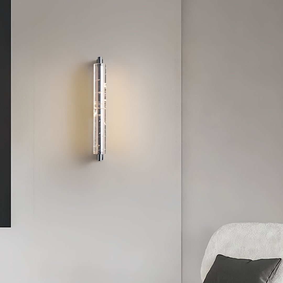 Minimalist Linear Wall Sconce — Chrome Metal with Crystal Accents, 7.3W LED, 3000K, IP20