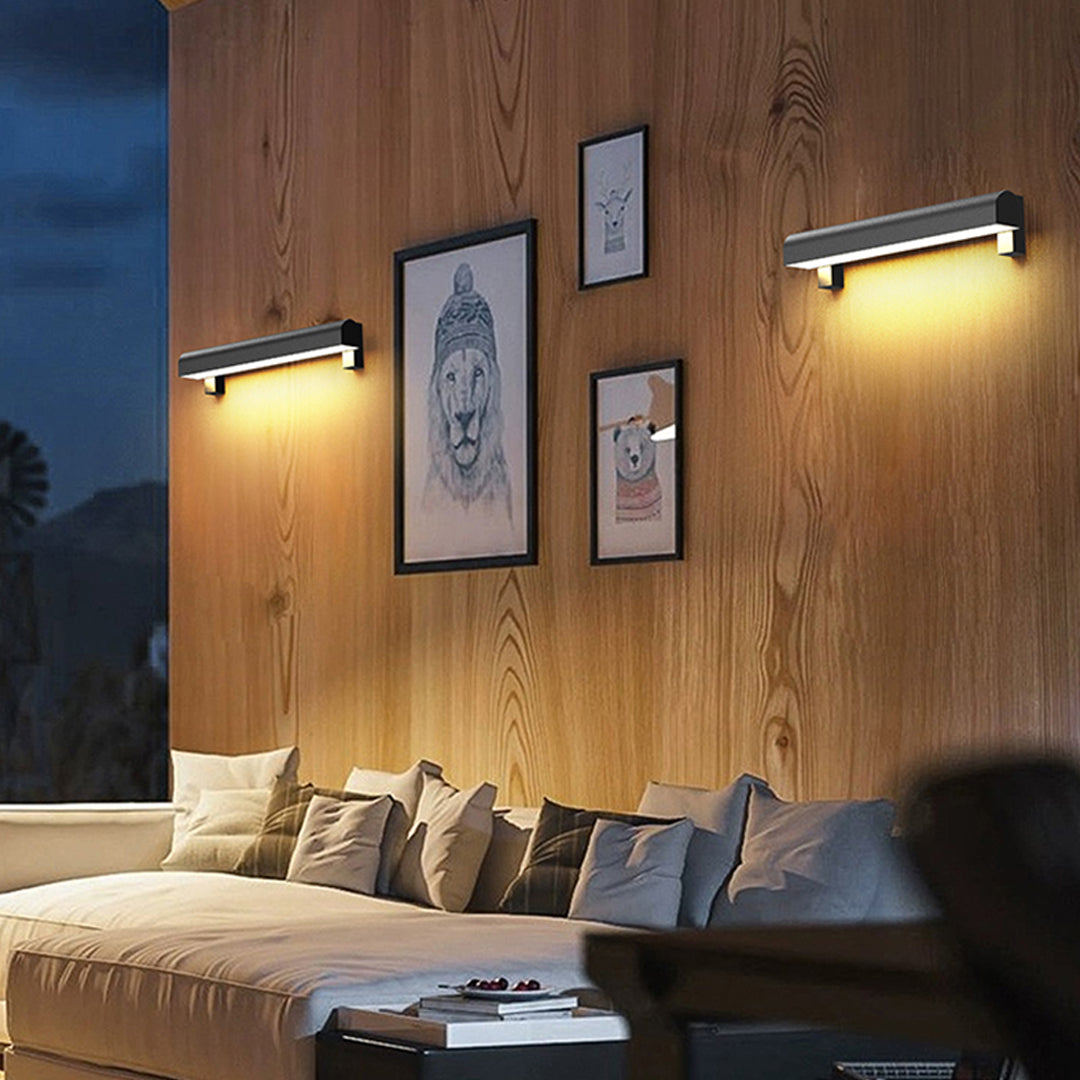 Minimalist Outdoor Wall Sconce — Black Stainless Steel, 12W LED, IP65, Hardwired, Two Sizes