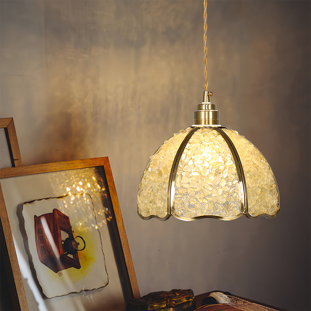 Vintage Crystal Mini Pendant — Full Copper, E27, 12W LED, Three-Color Dimming, 8.66" Diameter, 7 Styles