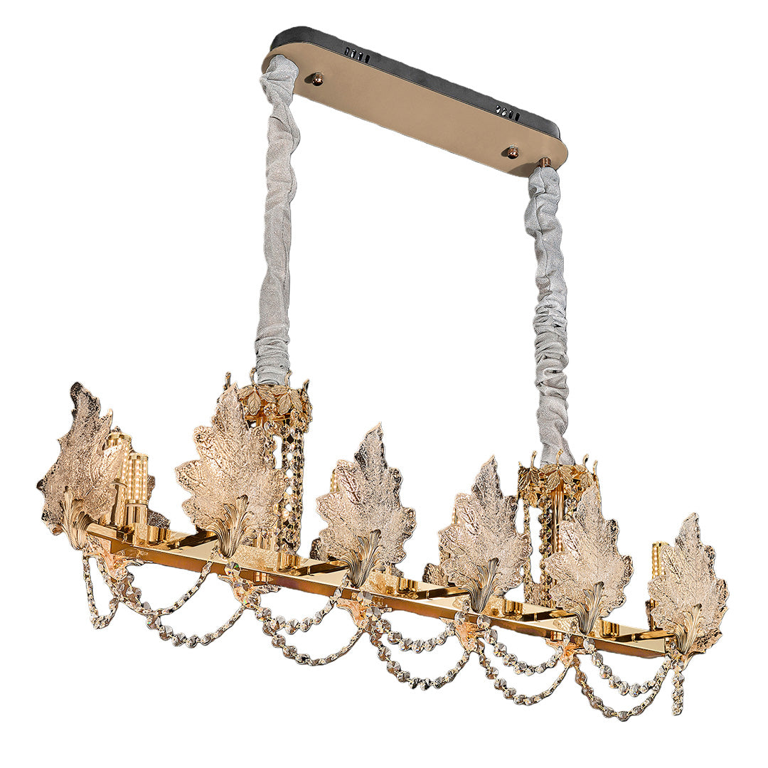 French Country Crystal Chandelier — Champagne Gold Carbon Steel, Cut Crystal, E14, Adjustable 31.5" Cord, 5 Configurations