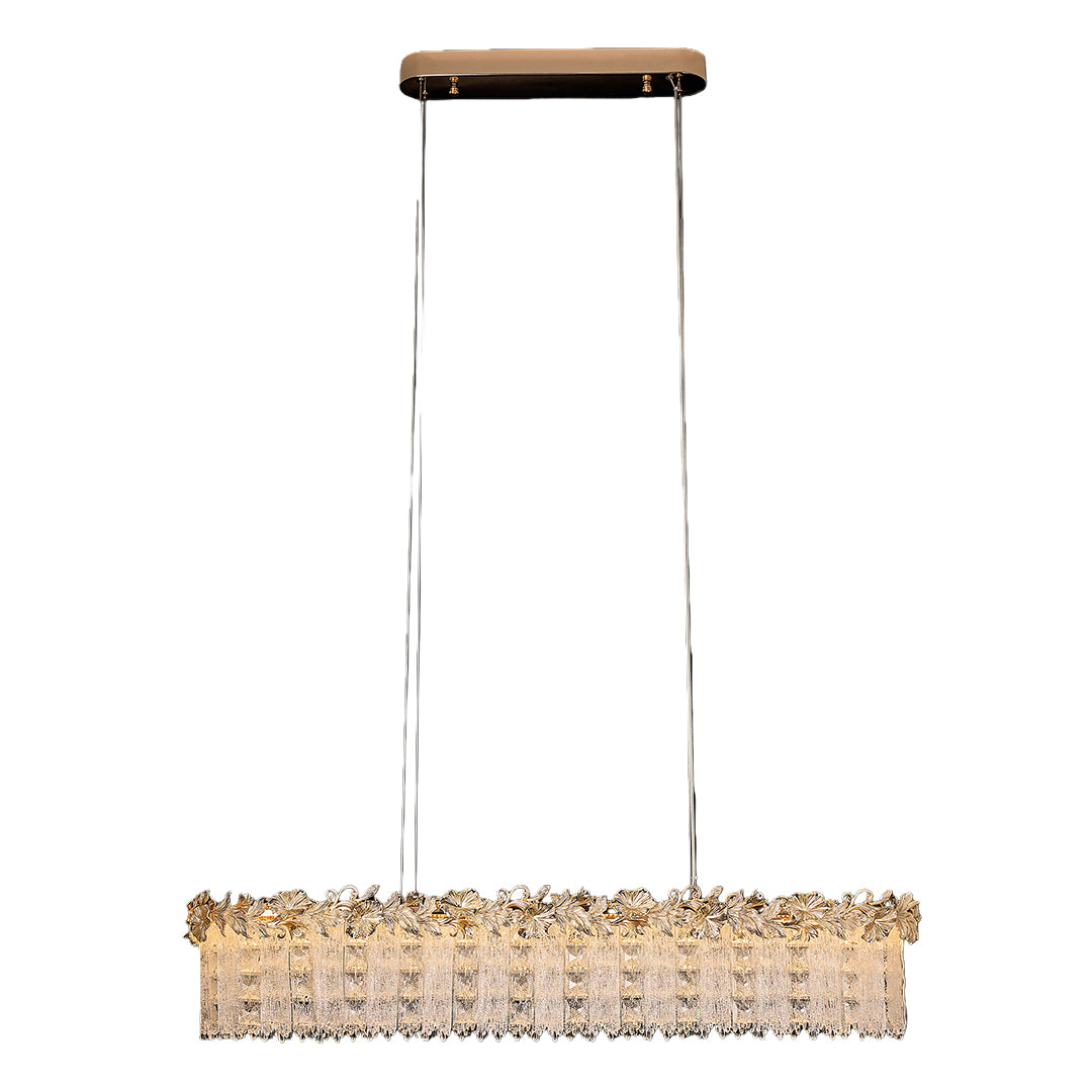 Minimalist French Crystal Chandelier — Champagne Gold Steel, Three-Color Dimming, 31.5" Adjustable Rope, Single- or Double-Layer