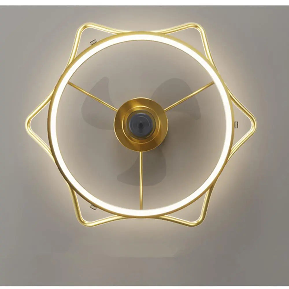 Crown-Shaped Bladeless Ceiling Fan with LED Lights for Bedroom - Gold Finish Luxe