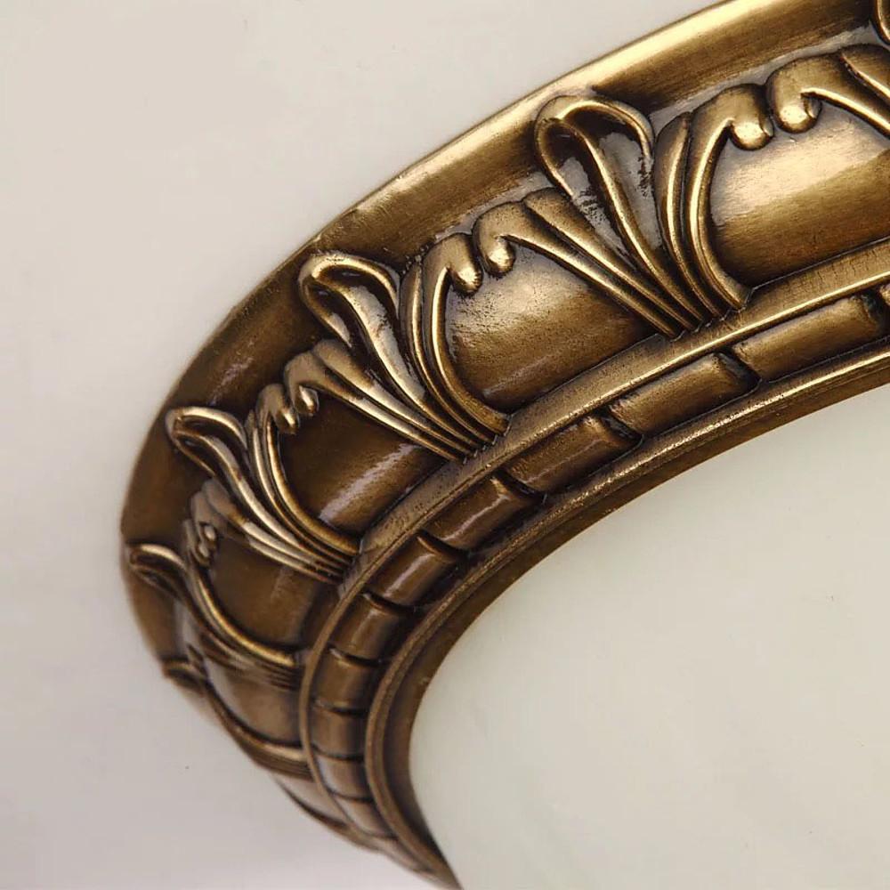 Vintage Antique Flush-Mount Ceiling Light — Bronze Frame, Frosted Glass, 2-Light E26/E27, 5W LED, 12" Wide