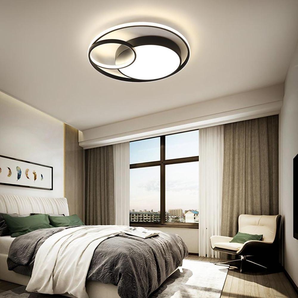 Three-Circle Round LED Flush-Mount Ceiling Light — Metal & Aluminum, Warm White / Daylight, 16", 19", or 24"