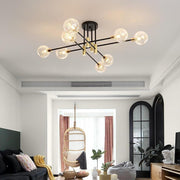 8-Light Modern Semi-Flush Mount Chandelier — Electroplated Metal and Glass, LED, 3000K / 6000K, 32" Diameter