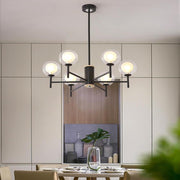 Sputnik Bubble Chandelier — Black or Gold Metal and Glass, 18-Light Industrial, 30" Diameter