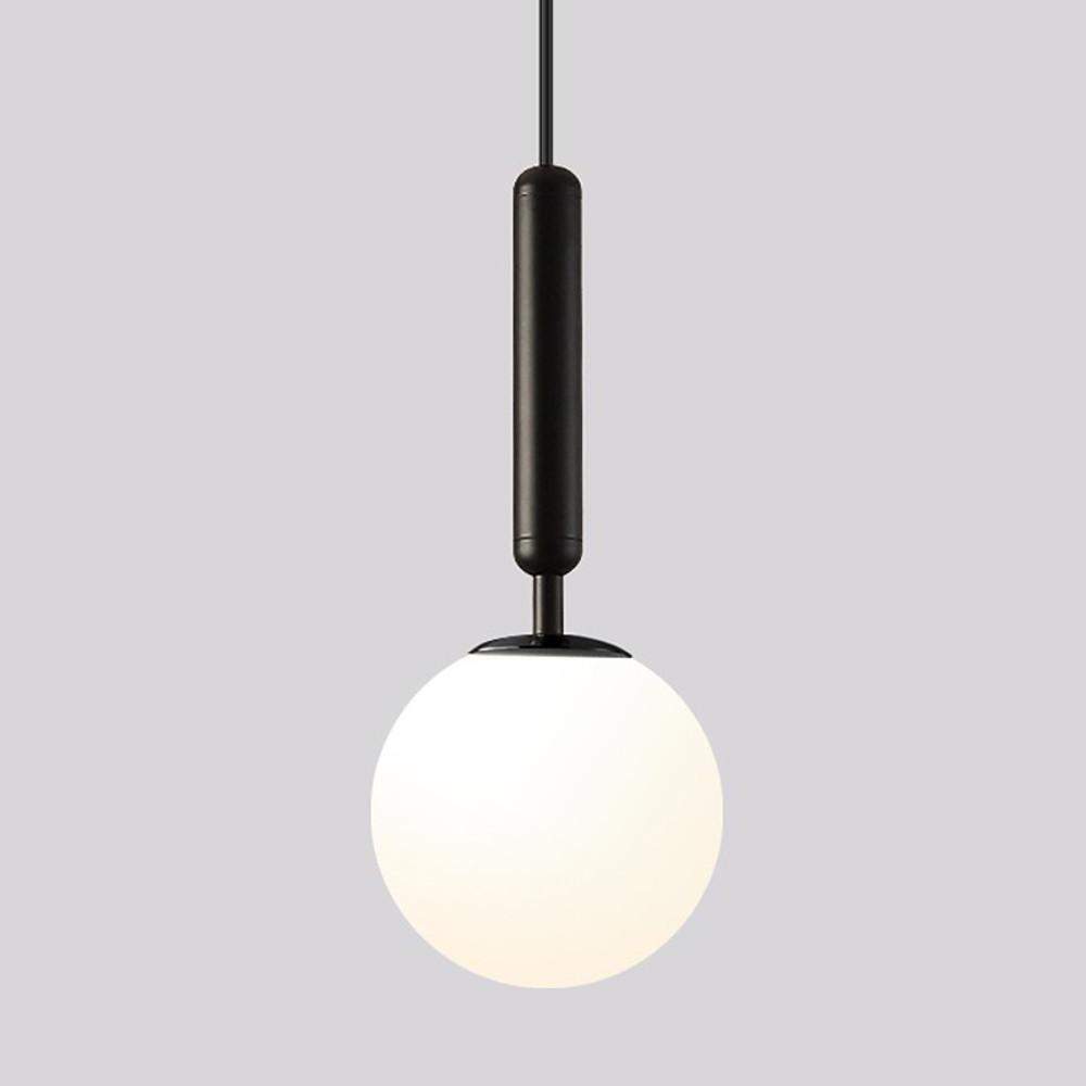 Globe Mini Pendant — Black or Gold Metal with Glass Shade, LED, 6" Dia., 47" Adjustable Cord