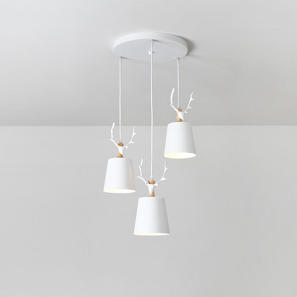 Antler 3-Light Chandelier — Metal and Aluminum, Painted Finish, E26/E27, 60W, 11" Diameter