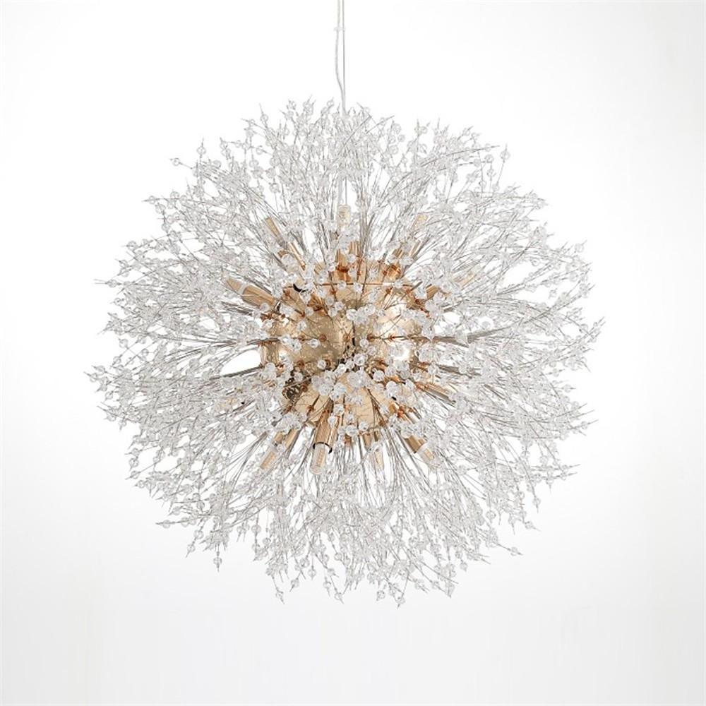 Globe Crystal Chandelier — Metal and Crystal, Dandelion Fireworks Design, 1-Light, 24" Diameter