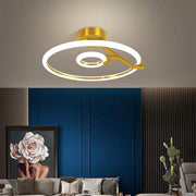 Ring LED Semi-Flush Mount Ceiling Light — Metal, Dimmable, 3-Step Dimming, Remote Control, Black or Gold, 16"