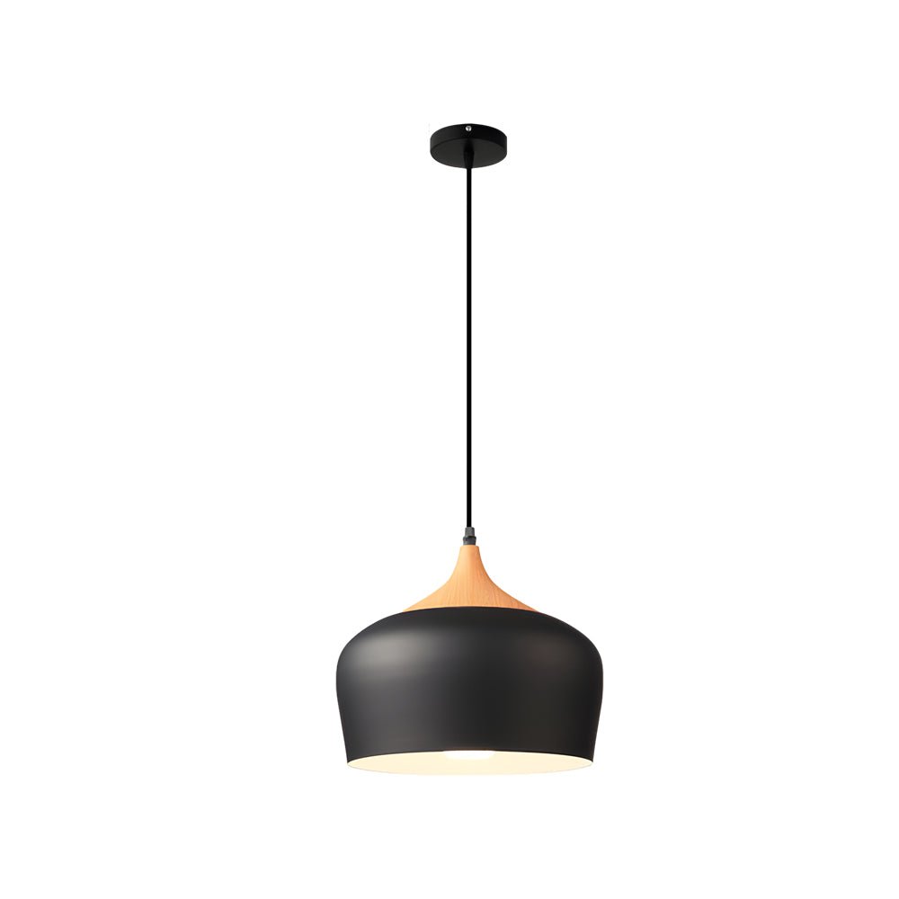 Dome Pendant Light — Aluminum and Wood, Modern 1-Light, E27, 10W LED, 11.8" or 13.8"