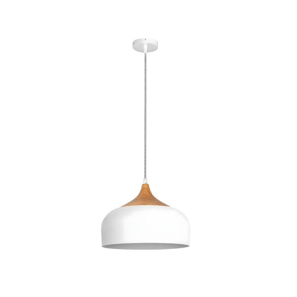 Dome Pendant Light — Aluminum and Wood, Modern 1-Light, E27, 10W LED, 11.8" or 13.8"