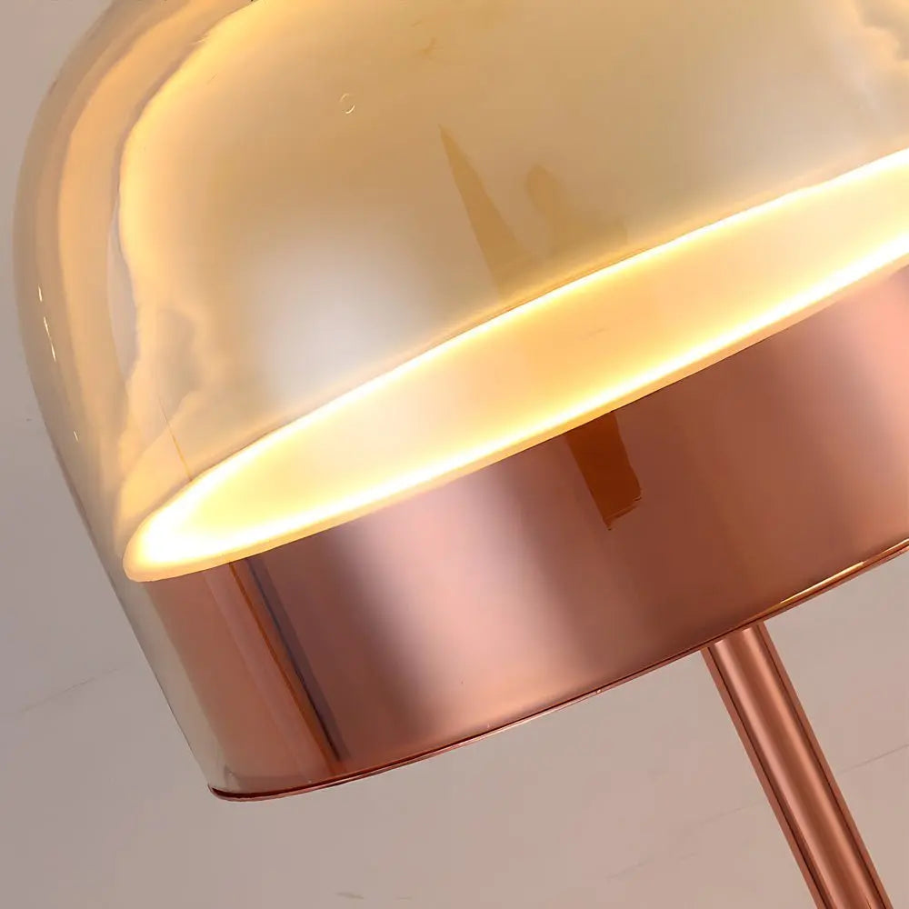 Chrome Dome-Shaped Glass Ambient LED Table Lamp Luxe
