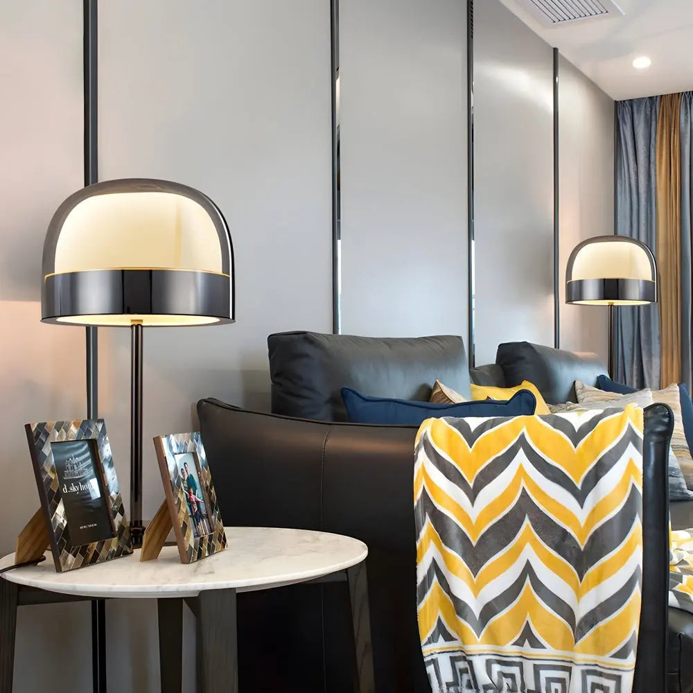 Chrome Dome-Shaped Glass Ambient LED Table Lamp Luxe