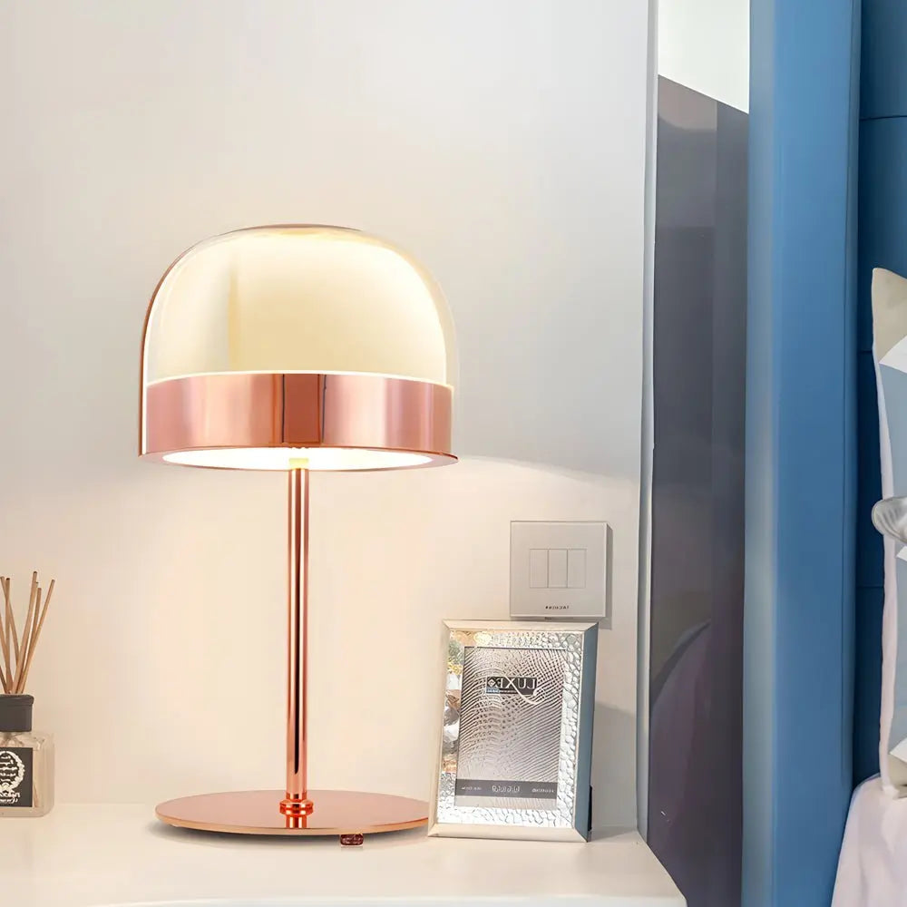 Chrome Dome-Shaped Glass Ambient LED Table Lamp Luxe