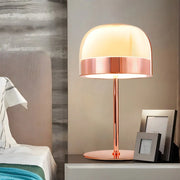 Chrome Dome-Shaped Glass Ambient LED Table Lamp Luxe