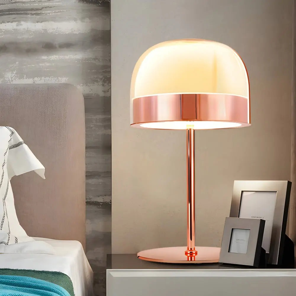 Chrome Dome-Shaped Glass Ambient LED Table Lamp Luxe