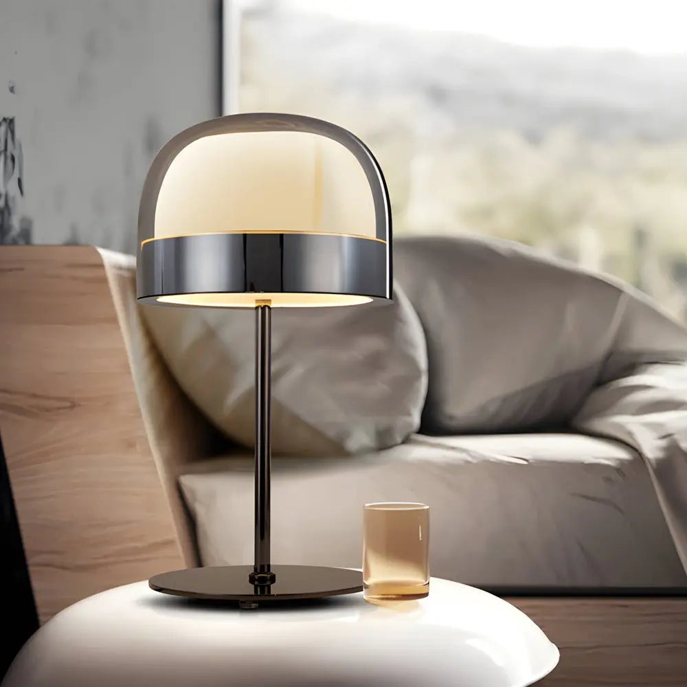 Chrome Dome-Shaped Glass Ambient LED Table Lamp Luxe