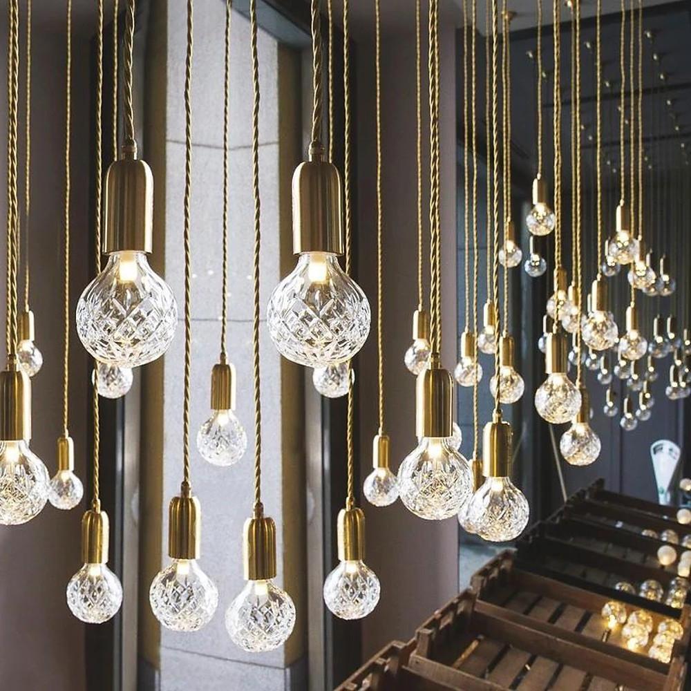 Acrylic Bubble Globe Multi-Light Pendant — Gold Finish, G9 LED, 59" Adjustable Cord, 1- to 18-Light Configurations