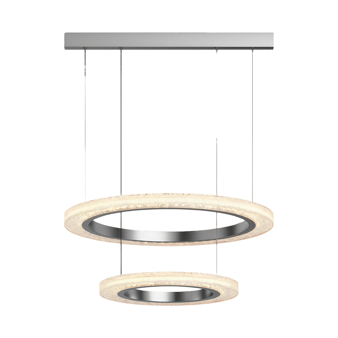 Round Ring Chandelier — Aluminum & Acrylic, 23.6"–31.5", Single/Double/Triple, Three-Color Dimming, Copper/Nickel/Black